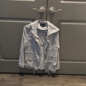 Light Gray Hooded Utility Jacket by Ann Taylor